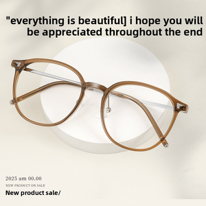 Couleur de <span class=keywords><strong>thé</strong></span> froid femmes montures optiques lunettes en gros Prescription 122608 Tr90 et lunettes rondes en métal montures pour les yeux optiques - Product Image 2