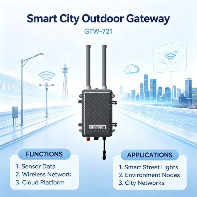GTW721 LoRaWAN Gateway Support EU868 US915 AU915 CN470 CN779 Bands MQTT Compatible With Third Party IoT Cloud Platforms