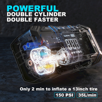 Démarreur de voiture et moto robuste 4000A avec double compresseur d'air 150 PSI, gonfleur de pneus portable 12000mAh/16000mAh intégré