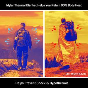 Couverture solaire portable en aluminium Mylar pour les premiers soins en plein air Espace thermique de sauvetage d'urgence <span class=keywords><strong>à</strong></span> la mode pour les visites - Product Image 2