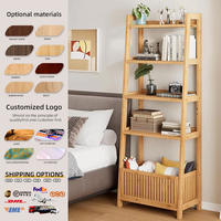 Estante de Almacenamiento de Bambú con Armario, Organizador Multiusos para el Hogar, Sala de Estar, Dormitorio, Ahorro de Espacio, Exhibidor para Uso Diario