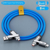 Câble de charge USB-C Type-C 4-en-1 120W pour iPhone 15 16 17 18 Pro Max, Samsung, Xiaomi – Câble de charge rapide en silicone PD PVC
