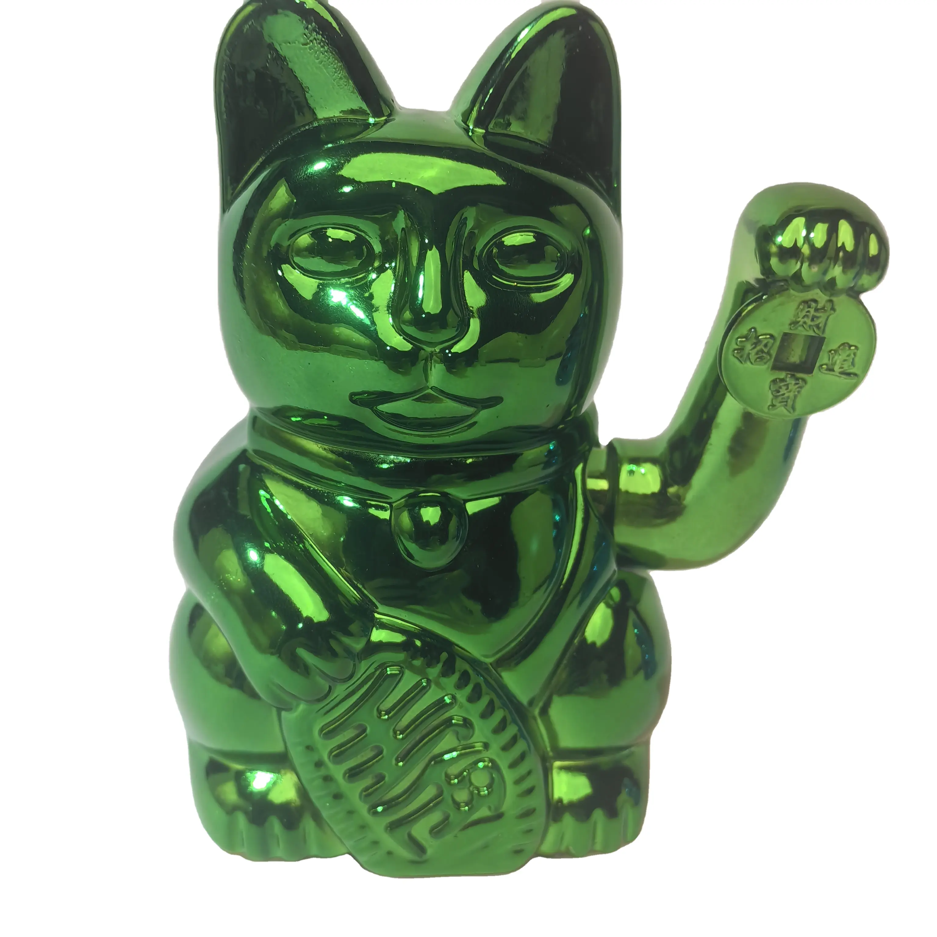 Özel çin reçine güneş Maneki kaplama Neko şanslı kedi süs seramik dalgalar şanslı kedi heykelcik heykeli