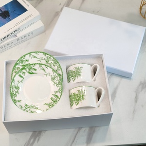ชุดเครื่องครัวเซรามิกลายกล้วยไม้สีเขียวสไตล์ยุโรปสุดหรูสำหรับใช้ในบ้าน - Product Image 3