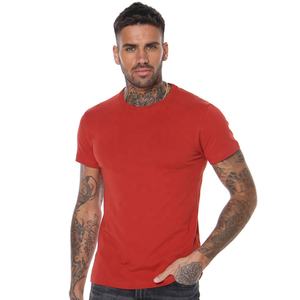 Alta calidad 100% algodón cuello redondo Camiseta Simple básico transpirable rojo sólido Jersey cuello redondo Camisetas básicas - Product Image 1