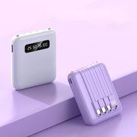 Power Bank Mini 10000mAh Grosir Pabrik, Layar Digital, Dilengkapi 4 Kabel, Pengisi Daya Ponsel dengan Tali Gantungan dan Senter