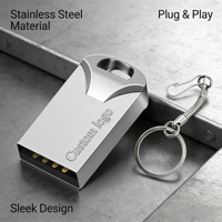 Flash Drive USB 2.0 Metal Super Mini 32GB dengan Logo Laser Custom Stok Baru Murah Hadiah
