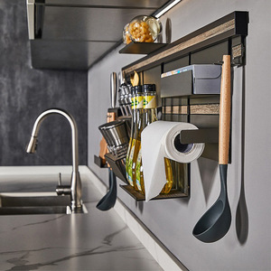 Stainless Steel Wall Mounted <b>Kitchen</b> <b>Storage</b> Rack Coffee Color No Drilling Required Minimalist Design - Product Image 3