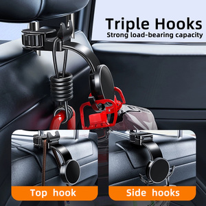 Z292 Multifunctional Magnetic Flexible Adjustable Height Car Seat Headrest Phone Holder with Hanging <b>Hooks</b> for Universal - Product Image 4