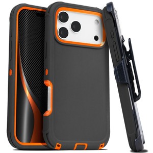 NOUVEAU 2026 Étui de protection 3-en-1 Defender <span class=keywords><strong>pour</strong></span> iPhone Air 17 Pro Max 16 15 14 Plus 13 12 11 et autres, boîtier blindé anti-chute avec clip ceinture - Product Image 1
