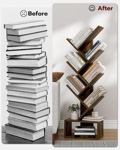 Étagère à <span class=keywords><strong>livres</strong></span> en forme d'arbre à six étages, petite étagère décorative d'angle, rangement pour salon, chambre ou bureau, couleur marron campagnard - Product Image 4