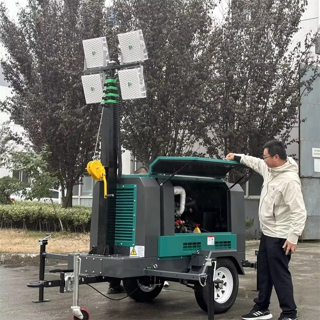 Outdoor Use EPA Tier 4 9kw 10kw diesel Generator LED Lighting Tower Powered by Ukperkins 403F-11G