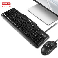 Ensemble clavier et souris filaire USB Sunrose T26 pour jeux, fin, 104 touches, taille standard, plug-and-play, pour PC et ordin