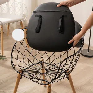 רשת פלדה שחורה חיצונית בסגנון נורדי מבנה נטו חיצוני מתכת שחור אוכל כיסא תיל ברזל