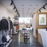 Comptoir de Vêtements en Bois Chic Personnalisé, Mobilier de Magasin pour Boutiques de Vêtements, Présentoir en Marbre, Solution Complète