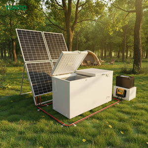 Congélateur coffre hybride <span class=keywords><strong>solaire</strong></span> <span class=keywords><strong>unique</strong></span> 2026, 24V 400L+, entraînement direct par panneau <span class=keywords><strong>solaire</strong></span>, adaptateur secteur portable avec batterie pour maison et commerce - Product Image 1
