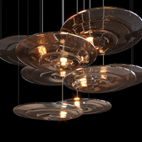 Lámpara Colgante LED de Lujo para Hotel y Villa, Estilo Moderno, de Cristal Dorado, Personalizable, con Discos Soplados a Mano, Ajustable en el Centro