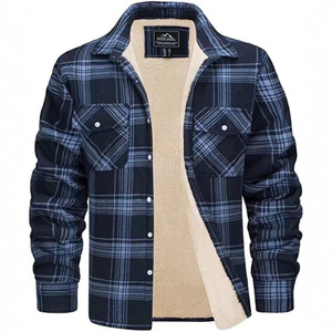 <span class=keywords><strong>Veste</strong></span> <span class=keywords><strong>en</strong></span> flanelle doublée de sherpa avec logo personnalisé |   Chemise-<span class=keywords><strong>veste</strong></span> à carreaux boutonnée pour homme |   Manteau de travail décontracté épais et chaud pour l'hiver - Product Image 2