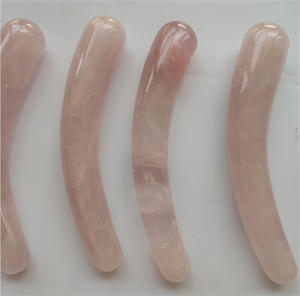 Yoni-consolador de cristal de cuarzo rosa natural curvo, masajeador de pene, placer, varita para sexo - Product Image 5