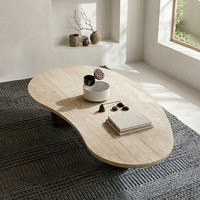Table basse en marbre de style nordique minimaliste Wabi-Sabi, petite table en pierre naturelle avec trous, durable, mobilier moderne pour salon