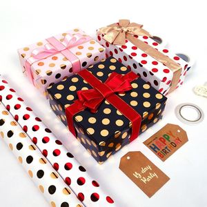 Papier d'emballage cadeau à points d'estampage à chaud pour anniversaire 50x70 cm Emballage de papier d'emballage de Noël - Product Image 4
