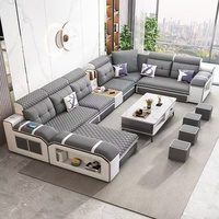 Juego de Sofás en Forma de U de Lujo Moderno, Muebles para Sala de Estar, Juego de Sofás de Tela en Forma de U Simple y Multifuncional