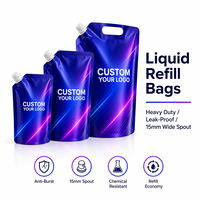 Pochette à bec verseur personnalisée pour détergent liquide et savon à lessive, sac de recharge 1L 2L, pochette robuste anti-éclatement et anti-fuite
