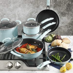 Juego de Utensilios de Cocina Personalizado de 10 Piezas, Ollas y Sartenes Antiadherentes, Tapa de Vidrio, Base Multicapa, Estilo Americano, Wok, Baquelita - Product Image 5