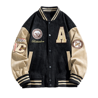 Veste universitaire en daim décontractée personnalisée OEM Broderie de style de rue américain Nouveau motif de lettre de placement de logo de printemps et d'automne sur le devant