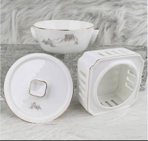 Vaisselle en porcelaine orientale minimaliste zen, assiette et tasse à eau de style chinois - Product Image 1