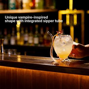 Verre à boire avec paille, Verre à vin en forme de vampire, Bouteille en verre 300ml, Verre à vin rouge 10 OZ avec paille intégrée - Product Image 3
