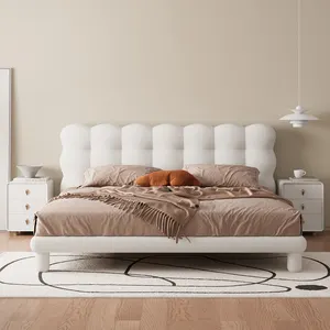 Novo design de cama de casal estofada em tecido Sherpa para quarto, cama de casal princesa em tamanho king size