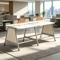 Poste de travail collaboratif linéaire commercial 2 4 6 places, taille personnalisée, avec gestion des câbles