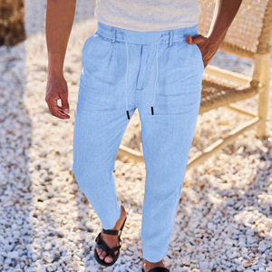 <span class=keywords><strong>Pantalon</strong></span> décontracté en <span class=keywords><strong>lin</strong></span> uni pour <span class=keywords><strong>homme</strong></span>, style européen et américain, simple et élégant, idéal pour les vacances et la maison - Meilleure vente transfrontalière - Product Image 4