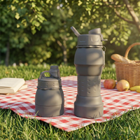 Bouteille d'eau pliable en silicone antidérapante, écologique, réutilisable, cadeau promotionnel