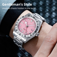 Reloj Cronógrafo Mecánico Automático para Hombre, de Moda, Analógico, de Acero Inoxidable, Movimiento SEIKO, Resistente al Agua 5BAR, Logotipo Personalizado