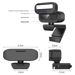 Cámara <span class=keywords><strong>Web</strong></span> USB 2K HD con Enfoque Automático y Luz de Relleno Integrada, Cámara de Transmisión de 30 FPS <span class=keywords><strong>para</strong></span> Conferencias - Product Image 2