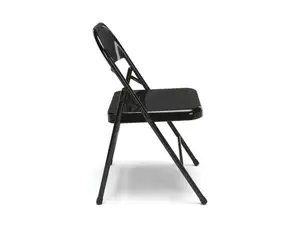 Siège en cuir noir portable, jambes en métal, chaises pliantes pour mariage, camping et salle à manger