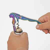 Ouvre-bouteille multifonctionnel tout en acier inoxydable, tire-bouchon à vin pliable portable de forme plate, couleur bronze, or rose, titane, argent