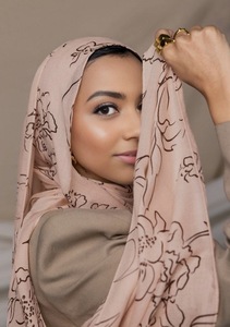 Hiyab de Jersey de Poliéster con Estampado de Rombo para Mujeres Musulmanas, Estilo Turbante Largo de Verano, Estilo Saudí - Product Image 3