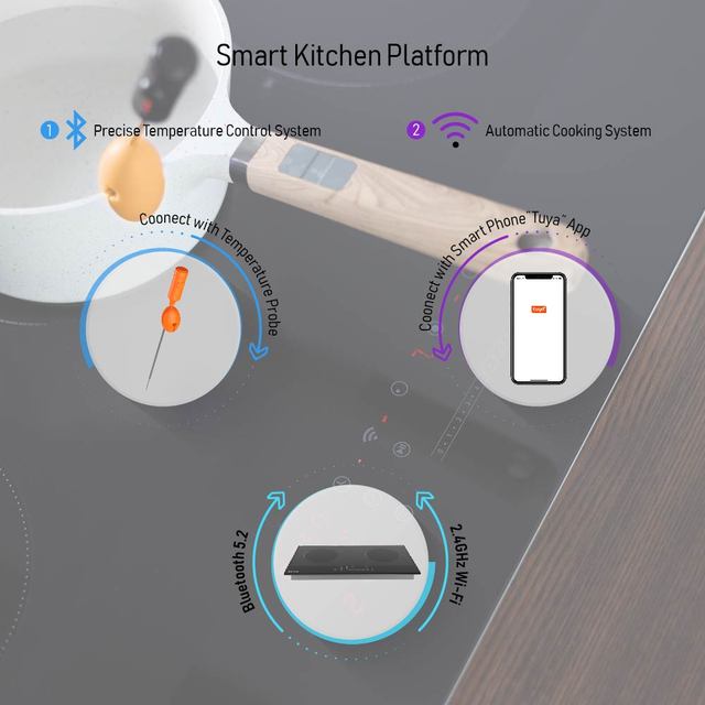Built in Smart Temp Control Induction Cooker in Black with Flex Zone