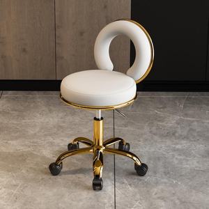 Silla de Peluquería Ajustable Blanca para Salón, Muebles Modernos para el Hogar, Taburete de Peluquería con Ruedas para Sala de Estar - Product Image 6