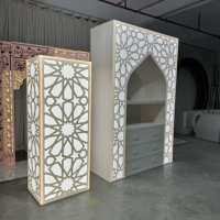 Arche de toile de fond de mariage personnalisable à LED, panneau de décoration de scène géométrique de style marocain, support d'affichage en acrylique