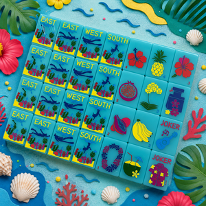 Juego de Mahjong Americano de Acrílico Verde <span class=keywords><strong>Menta</strong></span> Personalizado de Una Sola Capa, 160 Piezas, con Patrón de Frutas Tropicales y Tortugas, Regalo - Product Image 2