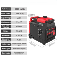 Générateur à essence silencieux à fréquence variable 3,6 kW, certification CE, démarrage manuel unidirectionnel, pour situations d'urgence en extérieur