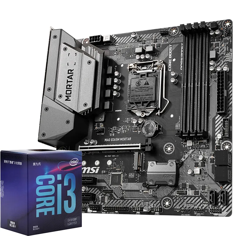 Motherboard MORTAR MSI B365M, dengan Intel I3-9100f/I5-9400/I5-9600kf/I7-9700f CPU Kombo Tersedia