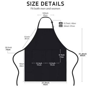 Wsy547 Custom Logo Black Restaurant Polyester Cotton Bib Grill Bbq <b>Waterproof</b> Cooking Chef Kitchen <b>Apron</b> for Women Men - Product Image 6