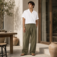 Nouveau design tendance japonaise, pantalon décontracté en lin pour homme, coupe droite ample, pantalon long pour homme, vêtements pour homme, pantalons