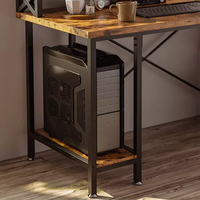 Bureau de direction moderne Meuble à panneaux en bois durable avec table d'ordinateur convertible en métal, acier, marron pour bureau à domicile