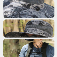 Topi Bucket FF2714 Anti UV untuk Hiking, Camping, Memancing, dan Aktivitas Luar Ruangan Lainnya, dengan Pinggiran Lebar, Bahan Bernapas, Dilengkapi Kipas USB, Cocok untuk Taman dan Pantai